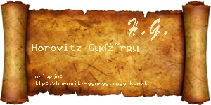 Horovitz György névjegykártya