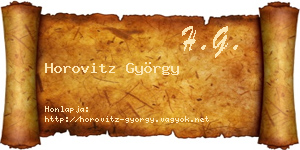 Horovitz György névjegykártya